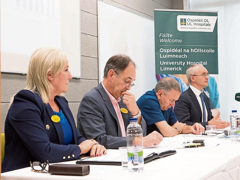 UL Hospitals CEO, Prof Colette Cowan, UL Hospitals’ chief clinical director Prof Paul Burke, UK expert Robert C Spencer, and HSE’s Prof Martin Cormican