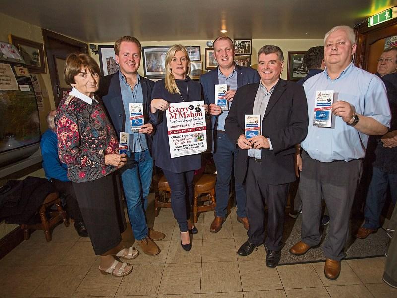 Joan, Rossa and Teresa McMahon were pictured with Councillor Liam Galvin, Canon Tony Mullins and Phillip Enright at the launch of the 10th Annnual Garry McMahon Singing Weekend