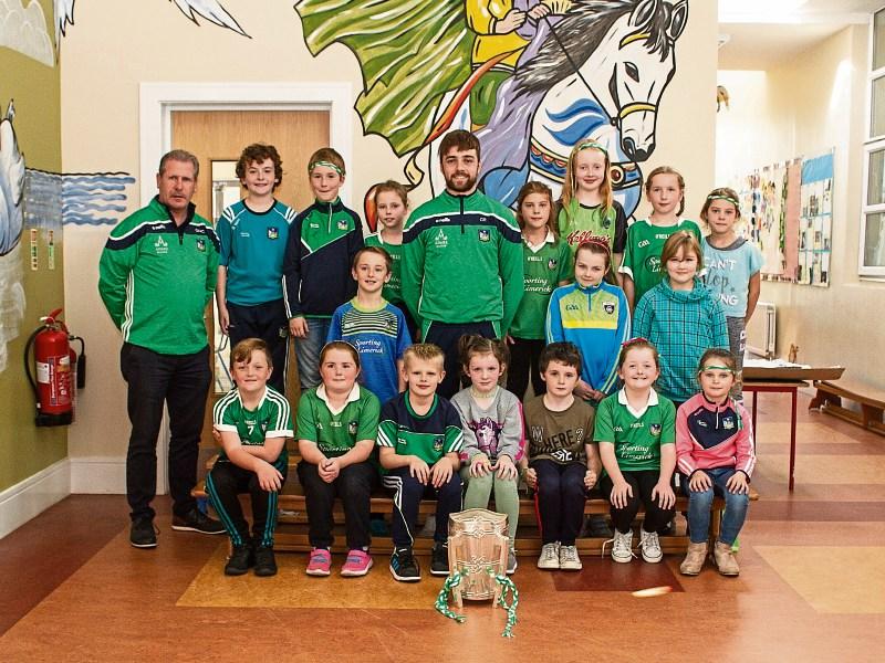 Limerick hurler Colin Ryan ‘Malachy’ and kitman Ger O’Connell brought the Cup to Nicker NS