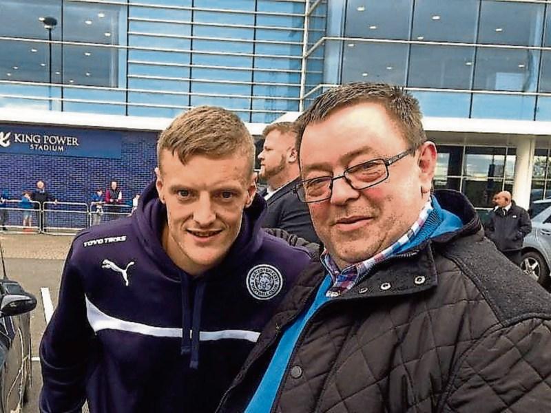 Although he was born in Leicester, Mike moved to Ireland at the age of two. He is pictured here with Jamie Vardy