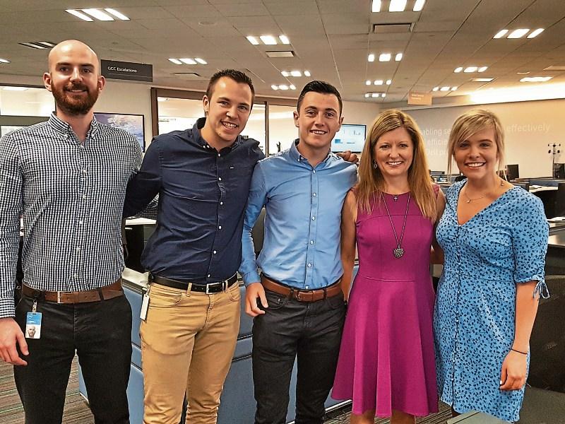 Celebration time: Connell Harte, Gavin Ryan, Dylan Cronin, Karen Quintos, executive vice president and chief customer officer, Dell EMC and Laurie O’Connor