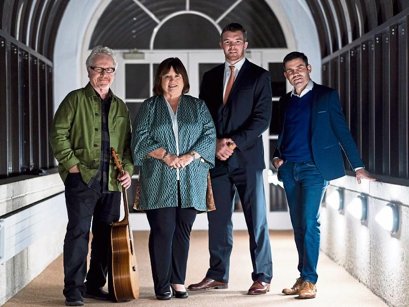 Mary Harney pictured with (from left to right) Paul Brady, Peter O'Mahony and Bernard Dunne Picture: Don Moloney