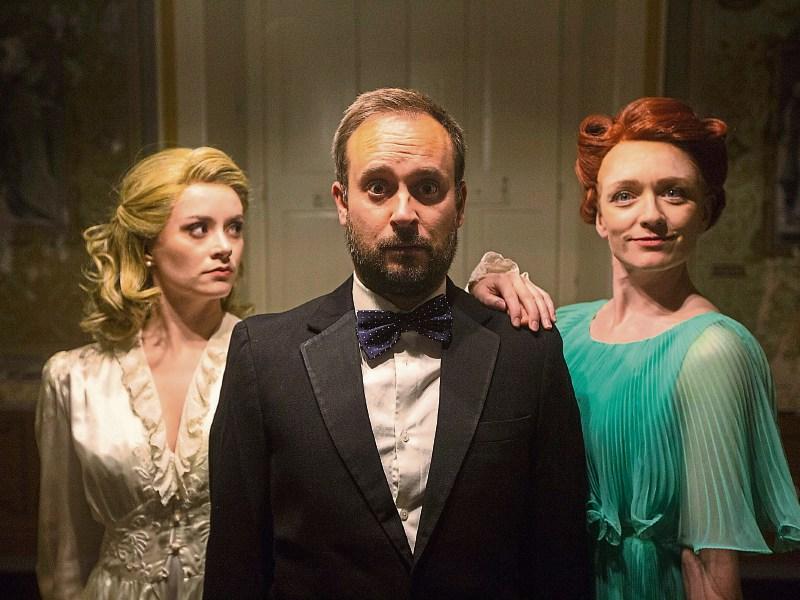 Rachel Griffin, Nigel Dugdale and Cathy McGlynn in College Players Theatre Company’s Blithe Spirit