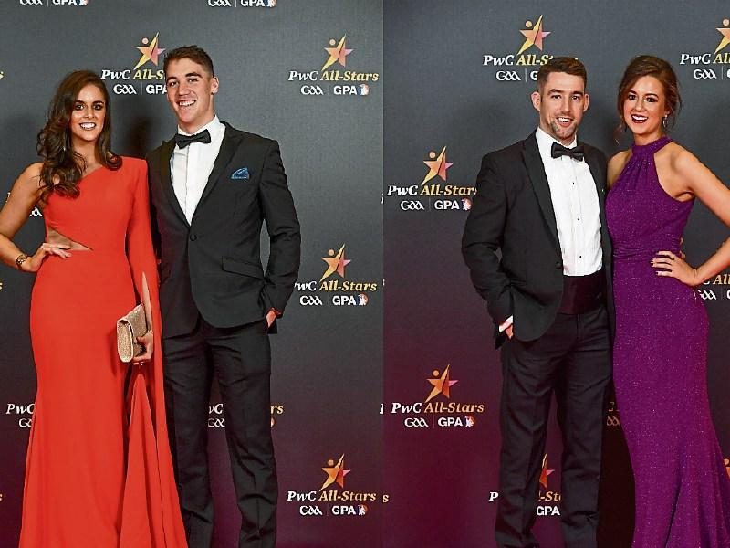 Karen Kinnerk and Sean Finn and Graeme Mulcahy and Laura Mellett at the All-Stars. Below, Gearoid Hegarty and Niamh McCarthy and Richie English and Kathleen Fitzgibbon at the banquet