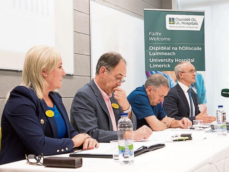 Prof Colette Cowan, Prof Paul Burke, Dr Robert Spencer and Prof Martin Cormican speaking at a recent press conference to discuss a report into CPE