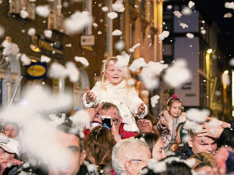 There were huge crowds on O'Connell Street for Light up Limerick on Sunday evening Picture: Sean Curtin/True Media