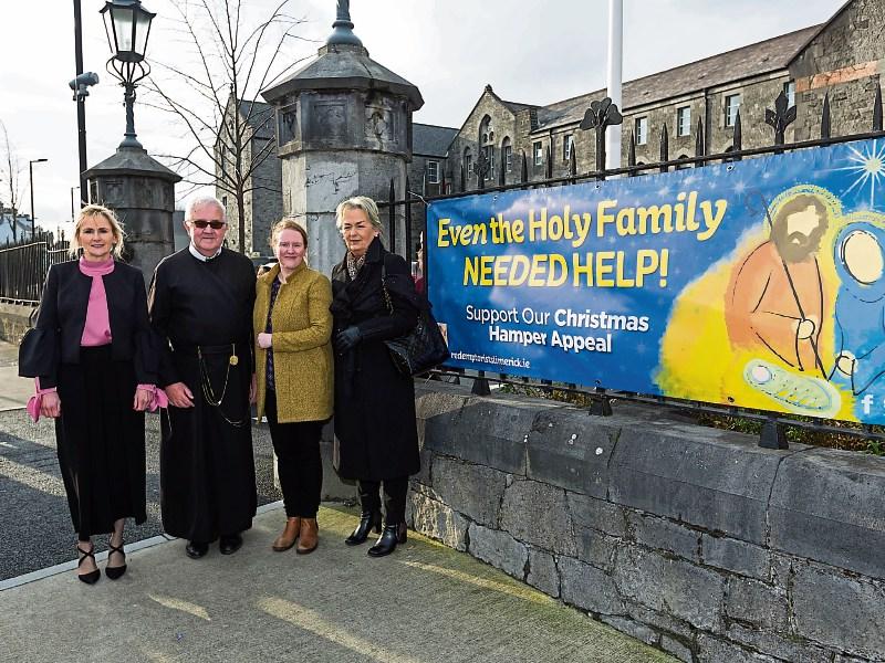 Attracta Mulryan, Northern Trust launches the Christmas Hamper Appeal at the Redemptorists, with Fr Seamus Enright, Jenny Walsh, Mid-West Simon Community and Susan Roche, SVP Picture: Oisin McHugh