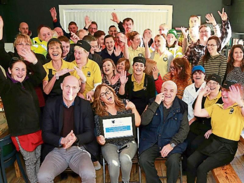 Magic moment: Tait House staff celebrate their win in the Bank of Ireland Enterprise Town awards