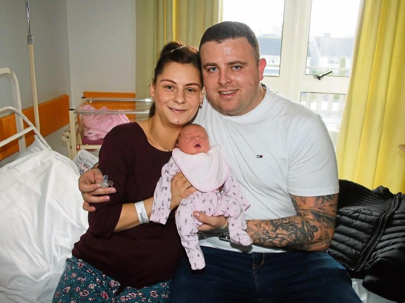 Baby Hollie with mother Maéve McNamara and father, Derek Cosgrave from Garryowen Picture: Adrian Butler