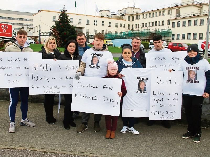 Family protest at University Hospital for 'justice' for their late father
