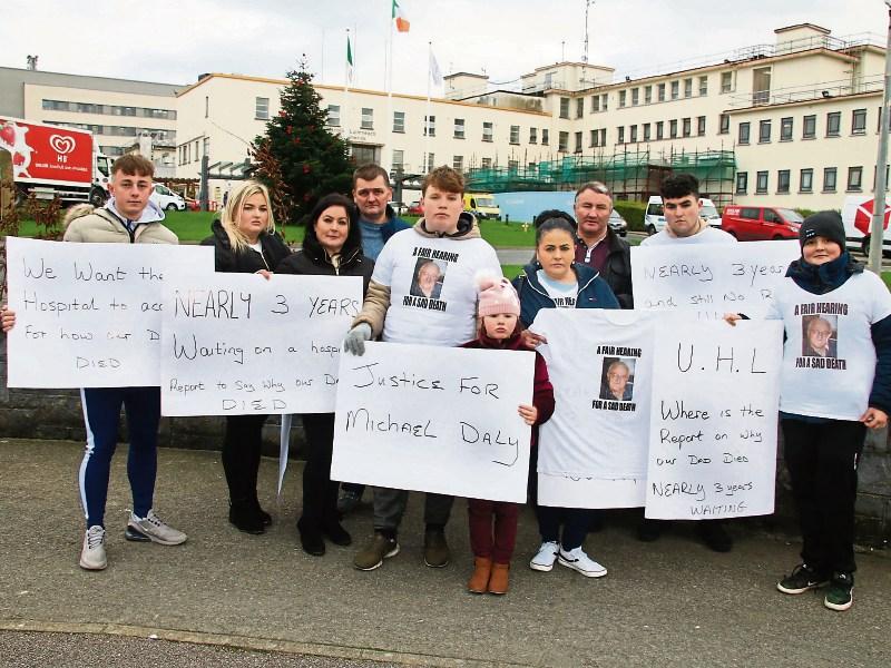 The family of Michael Daly who held a protest outside University Hospital Limerick to highlight their late father’s case