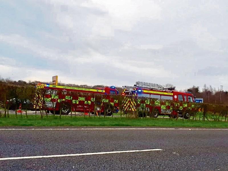 Emergency services at the scene of car crash in Limerick city