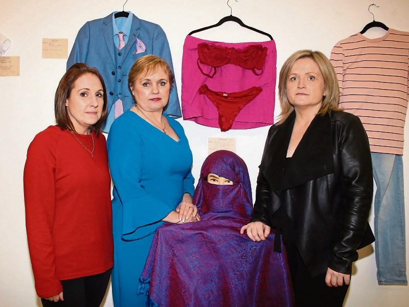 Survivors Criona Higgins Spyrides, Debbie Cole and Leona O’Callaghan at the exhibition on Rutland Street Picture: Adrian Butler