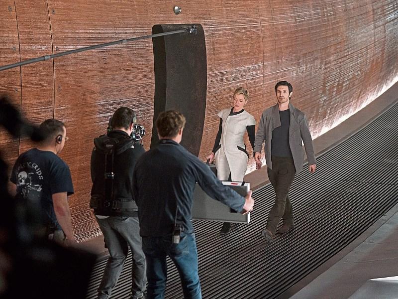 Behind the scenes with lead actors Gretchen Mol and Eoin Macken on the set of Nightflyers at Troy Studios Picture: Netflix