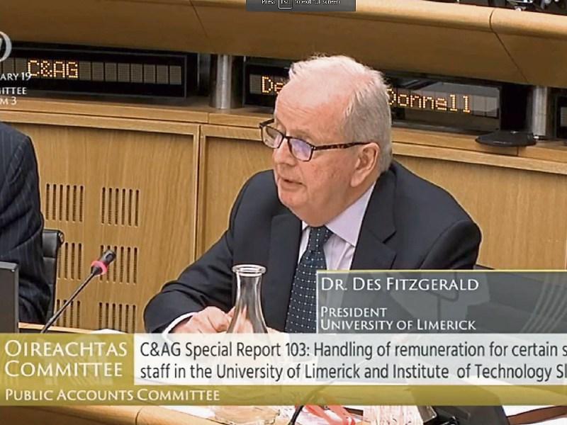 Dr Des Fitzgerald appearing before the Committee of Public Accounts. Below, his predecessor Don Barry at the PAC in March 2017