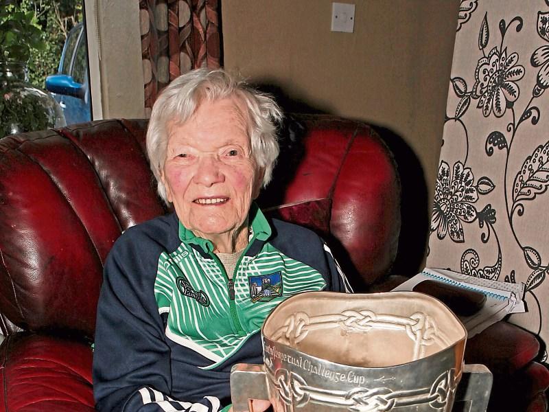 Bridget Harding with the Liam MacCarthy Cup at her home in Pallasgreen last year Picture: Dave Gaynor