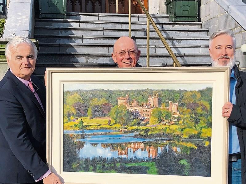 Mark Nolan, general manager of Dromoland Castle, artist Michael Hanrahan and Frank Reeves pictured at the painting’s unveiling