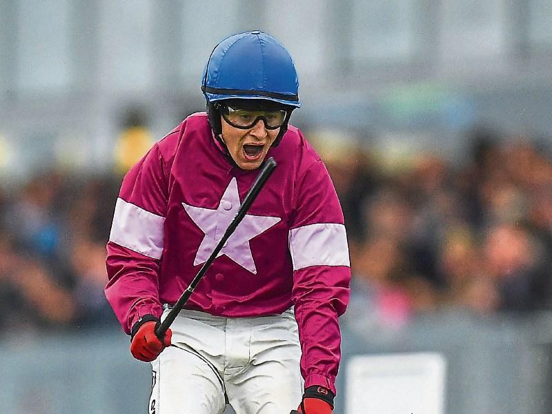 Mark enjoying his finest hour in the saddle thus far, aboard Clarcam in the prestigious Galway Plate last summer