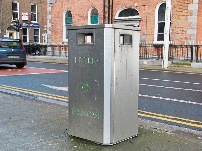 One of the rubbish bins which was installed last year