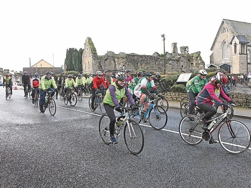 Cyclists setting off at the start of the Doll’s Charity Cycle from Hospital GAA Club in aid of the Irish Pilgrimage Trust who take 500 children to Lourdes each year Picture: Dave Gaynor