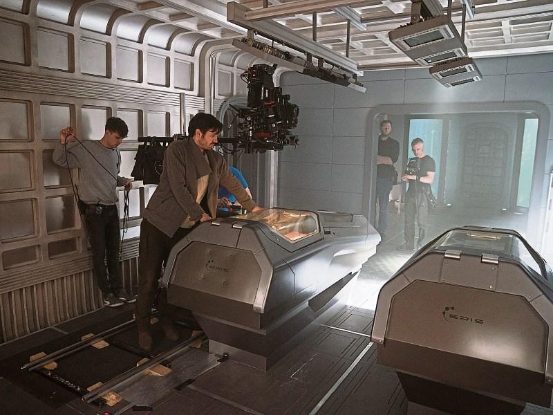 Eoin Macken on the Nightflyers set in Troy Studios Picture: Netflix