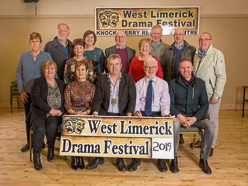 The West Limerick Drama Festival Committee with Cathaoirleach John Sheahan, Tom Neville, T.D., and councillors Jerome Scanlon, Michael Collins and Francis Foley at the launch of the festival