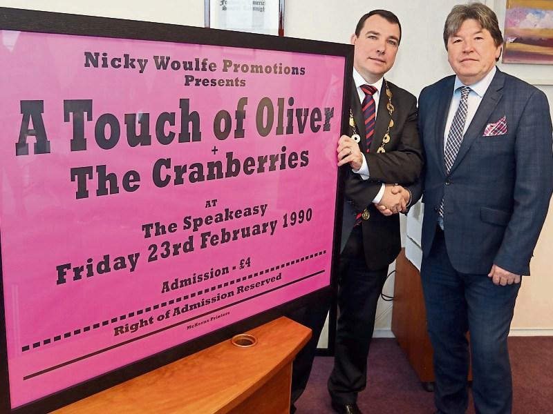 Mayor James Collins with Nicky Woulfe, who is hoping to open a ‘Music Memories and Memorabilia’ museum in Limerick 