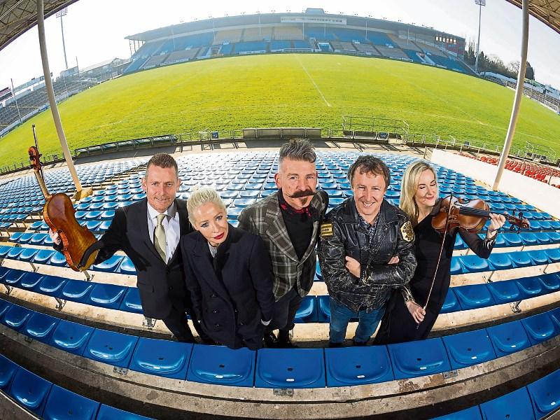 Jerry Fish and Tom Dunne, centre, with Louis Roden of the ICO, Wendy James of Transvision Vamp and Jane Hackett, ICO Picture: Oisin McHugh/True Media