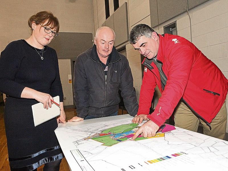 Noreen O'Connell, executive planner, LCCC; David Moloney and Cllr Richard O'Donoghue at the public information evening  Picture: Dave Gaynor