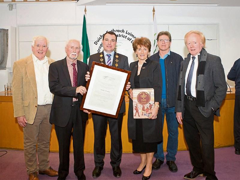 Mayor James Collins with Paddy Brennan, Tommy Drennan, Geraldine Brennan, John Daly and Denis Allen Picture: Press 22