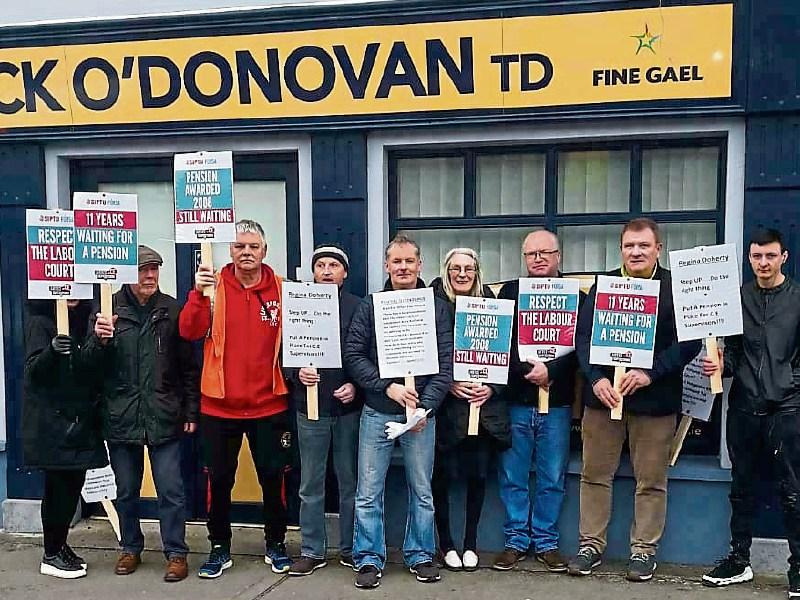 CE supervisors protest outside Limerick TD's office over lack of pension