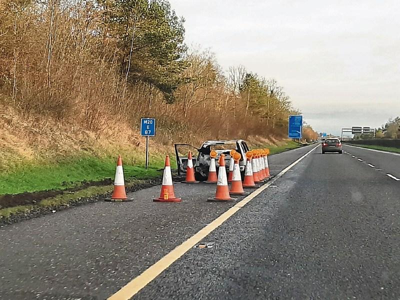 Emergency services deployed to car fire on Limerick motorway