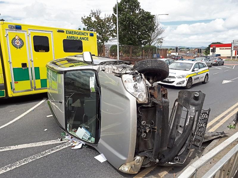 WATCH: Motorist has lucky escape as car overturns in Limerick crash