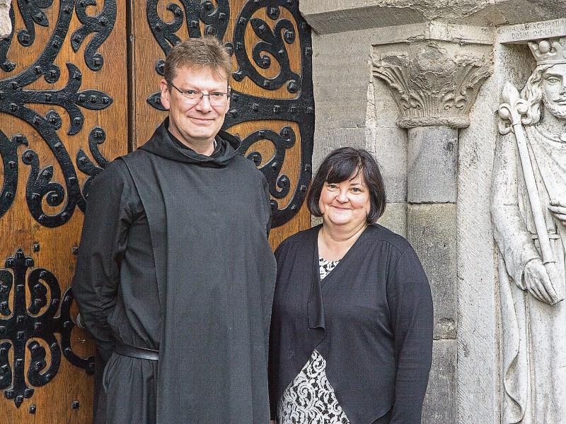 First female principal of Glenstal Abbey School, Carmel Honan and Fr William Fennelly, headmaster