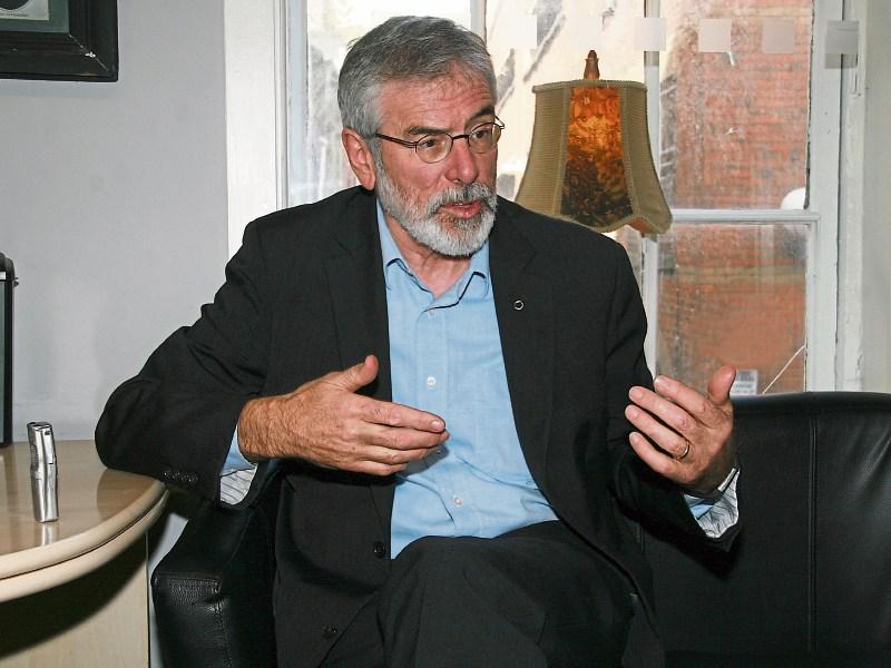 Gerry Adams, pictured here in Sinn Fein’s offices at Denmark Street, hopes the party can increase its representation on City and County Council Picture: Adrian Butler