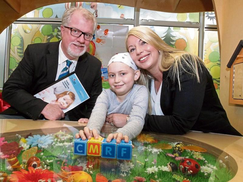Prof Owen Smith, Kate Doyle, patient at Our Lady’s Children’s Hospital Crumlin, with Mum, Noreen, at the launch of the annual report