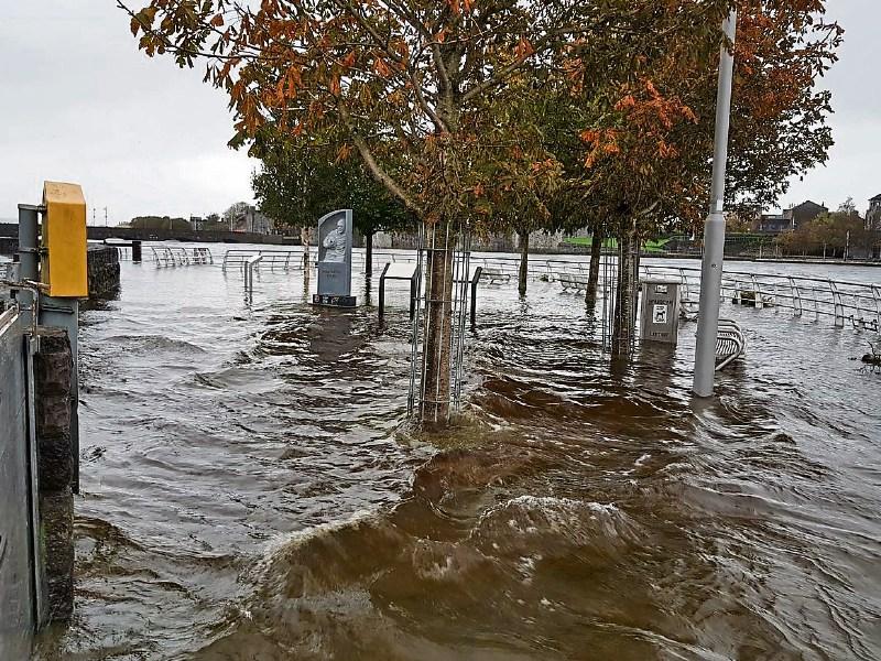 Flooding in Robert Byrne Park on Clancy Strand this Saturday morning during Storm Brian