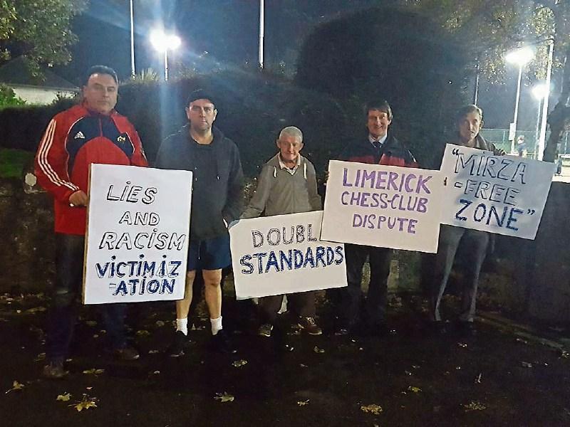 Gabriel Mirza, left, John Alfred, second from right with Sean Phillips on the end at the protest on Thursday night