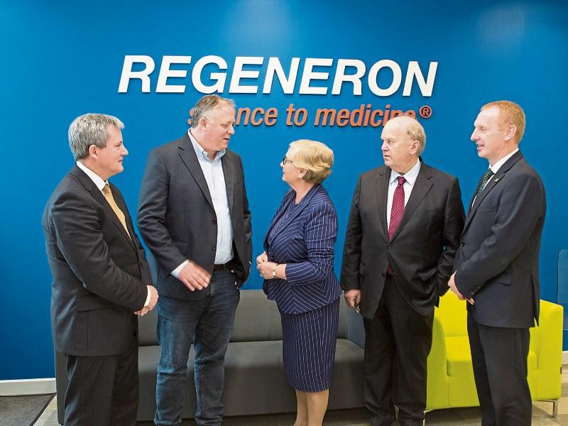 Senator Kieran O’Donnell, Niall O’Leary, Regeneron, Tánaiste Frances Fitzgerald, Michael Noonan and Michael Lohan, IDA at the announcement 