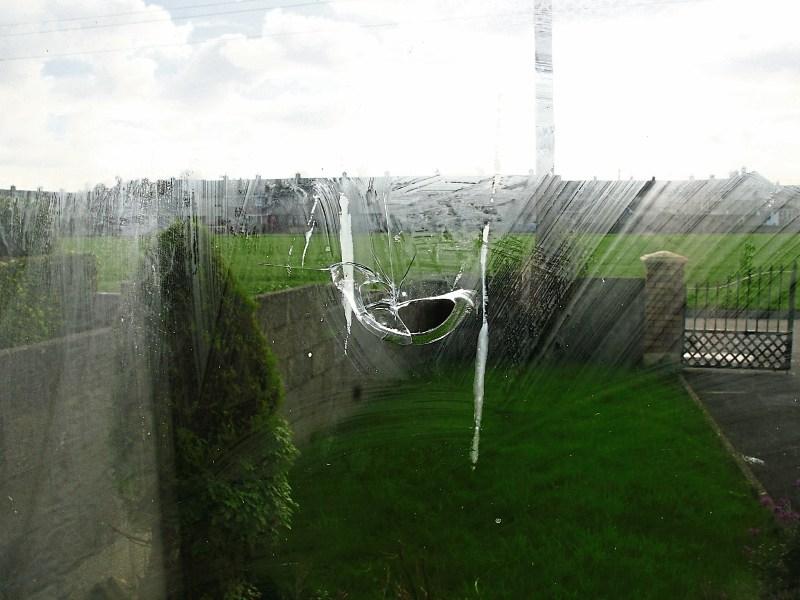 Damage to the window of the woman’s house in Garryowen