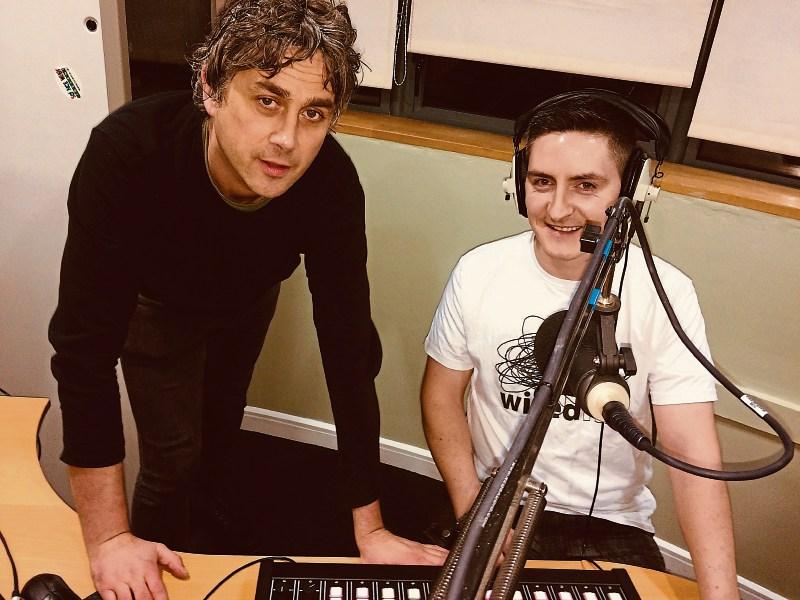 Ray Burke, station manager at Wired FM, and Ger Lynch, Limerick city, working in the studio at Mary Immaculate College