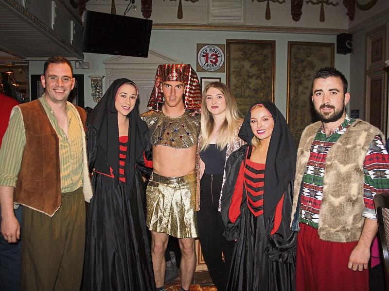 The Cecilians throw back the curtain: Cast members Garry Murphy, Edel Shinners and Brian Finn, who plays Joseph, along with Kim Burke and Mikey O’Gorman at the launch of Joseph