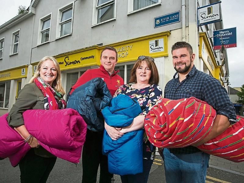 Mary Howard, Fr Ger Fitzgerald, Jackie Bonfield, Mid West Simon and Munster Rugby’s Duncan Casey, who were all involved in the sleep-out event
