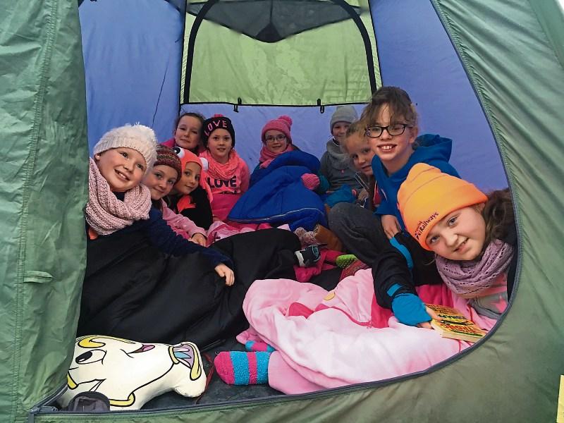 Pitching in and their tents: Pupils and teachers of Martinstown National School show their solidarity for the homeless