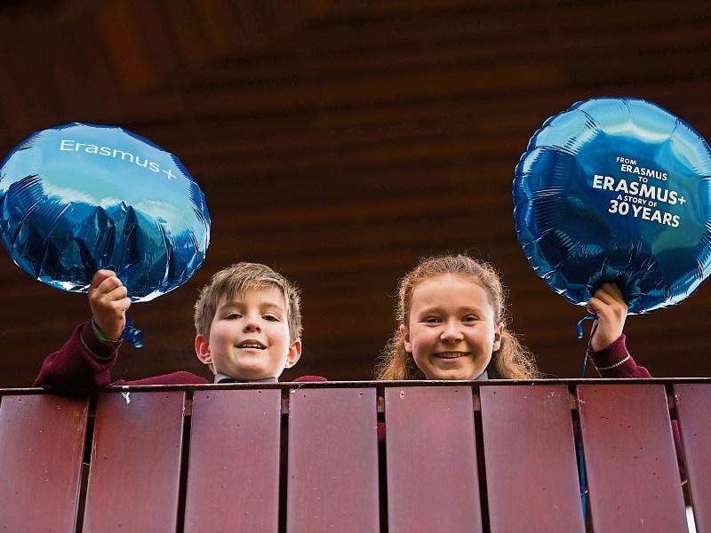 Pictured at the Irish World Academy, UL, to celebrate the Erasmus Programme was Killian Harrington, Dooradoyle, and Anna O&rsquo;Sullivan, Fr. Russell Road, from St Paul&rsquo;s National School, Dooradoyle