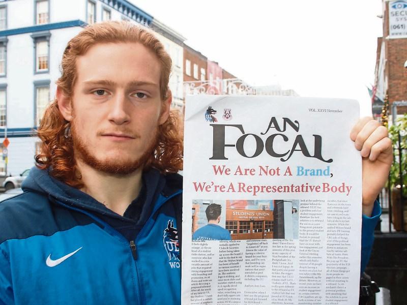 Seamus Toomey, outgoing editor of University of Limerick’s newspaper An Focal, said he wanted to step down due to the “workload and my obviously deteriorating mental health” Picture: Michael Cowhey