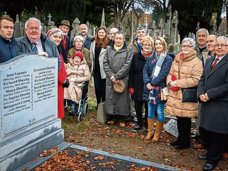 Members of the extended Sheehy family, with members of Club Limerick Dublin and the Broadford Historical Society at the unveiling of the memorial stone at the Sheehy grave in Glasnevin 