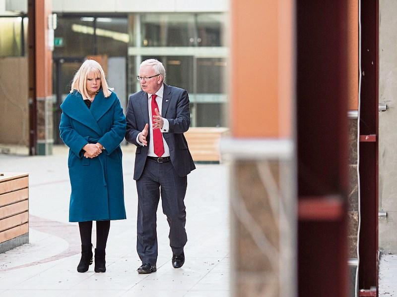 Minister Mary Mitchell O’Connor inspecting LIT’s new Coonagh Cross site, with president, Prof Vincent Cunnane Picture: Alan Place