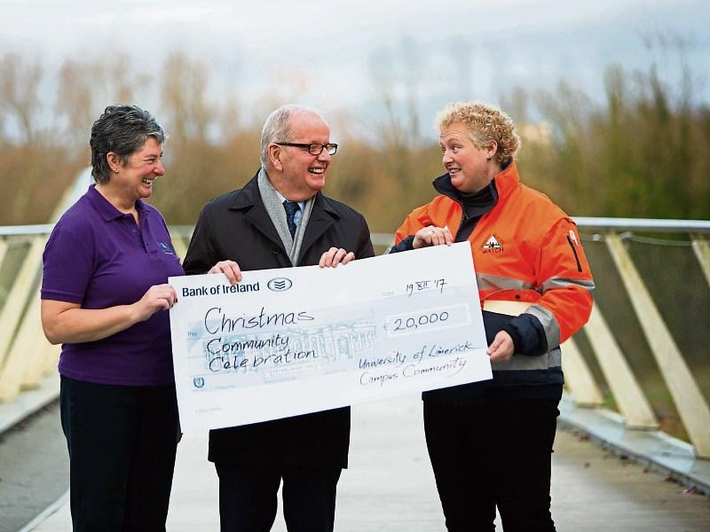 Dr Des Fitzgerald is joined by Terry Ring, Cliona's Foundation and Yvonne Cook, Limerick Suicide Watch, at the donation ceremony