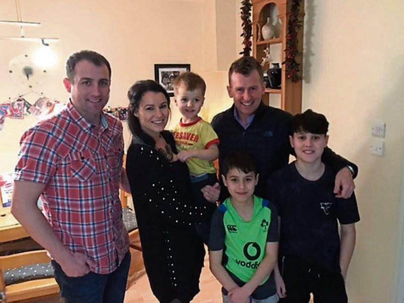 Rugby referee Nigel Owens with Andrew Lacey and his family